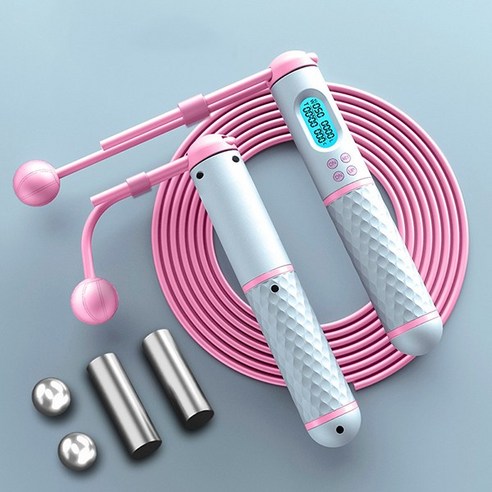 치프몰 스마트 무중력 줄넘기 2in1 자동 카운트, 흰색분홍