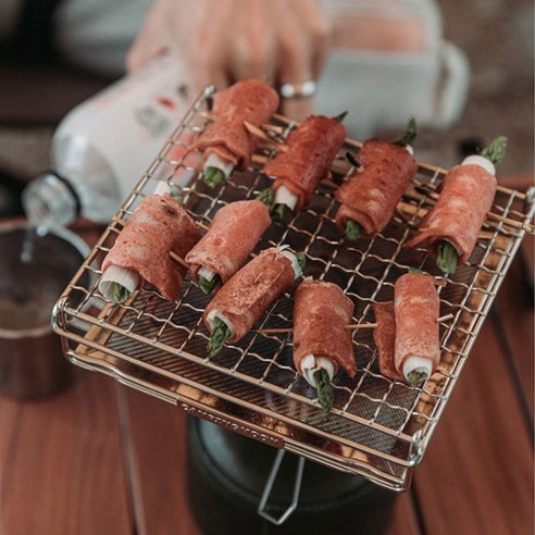 스마트 바베큐 그릴 스노우라인 멀티 BBQ 그릴 세트 아이보리, 1세트 8 지안 미니로스터 캠핑바베큐그릴 스텐석쇠, 1개