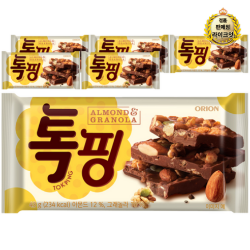 오리온 톡핑 아몬드 & 그래놀라, 43g, 6개