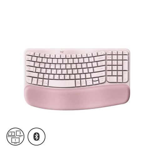 로지텍 WAVE KEYS 무선키보드, 인체공학, 로즈핑크, 920-012318