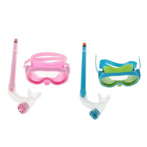 2pcs 수영 안개 방지 고글 다이빙 마스크 및 환기 라인, 블루 + 핑크, 실리콘