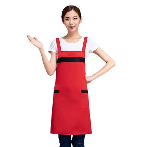 ANKRIC 앞치마 가정용 내장 3줄 멜빵 양 어깨 앞치마 주방앞치마, 빨간색