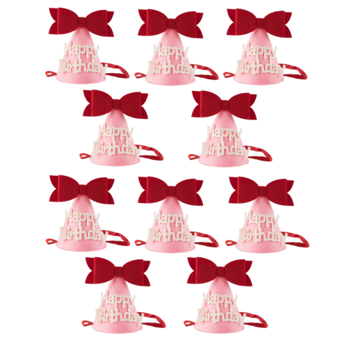 10p 아이엠파티 생일 팰트 고깔모자 조립형 파티 꼬깔모자, 10개, 빨간 리본