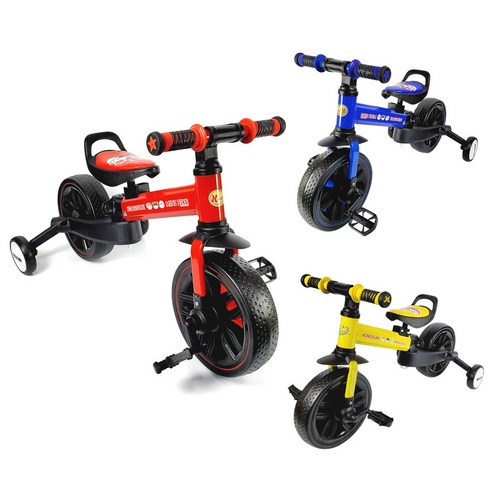 콩순이 접이식 밸런스 바이크 /페달탈부착 보조바퀴 네발자전거 유아자전거 세발자전거, 블루