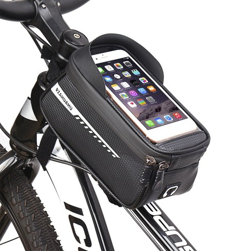 GEMBUTT 자전거 프레임 방수 수납함 휴대폰 거치대 가방, 블랙, 1개