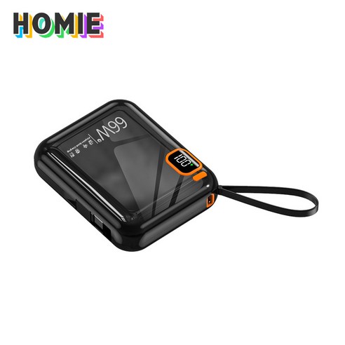 HOMIE 보조배터리 20000mAh 충전선 내장됨 캠핑용 대용량보조배터리, 블랙-XM