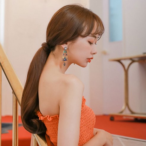 가발매니아 브리즈 38cm 리얼포니(제디원사) 포니테일가발 묶음머리가발 올림머리가발, 투톤브라운