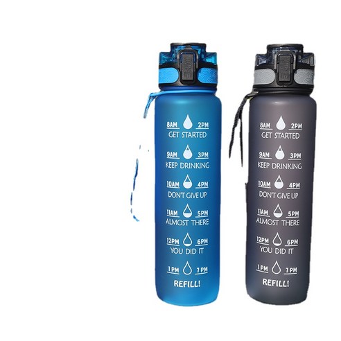 ANKRIC 물컵 1000ML 피트니스 여행 바운스 커버 물병 젖빛 공간 컵 대용량 야외 식사, 푸른