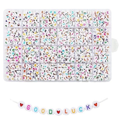 Retemporel 1200 개 편지 비즈 보석 팔찌 목걸이 열쇠 고리 만들기에 대 한 흰색 라운드 아크릴 다채로운 알파벳 구슬