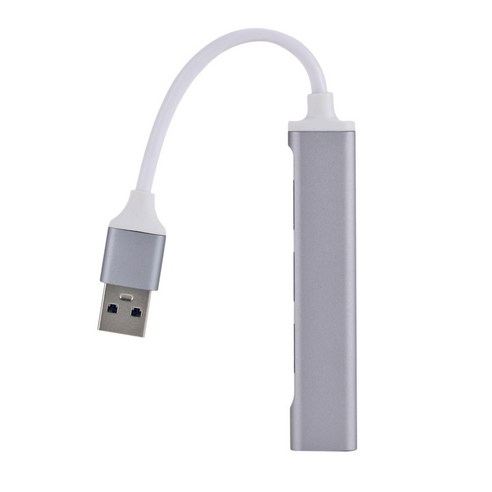 알루미늄 USB 3.0 허브 모바일 HDD 휴대용 플래시 드라이브용 4포트 OTG 분배기 어댑터, 그레이, 12.5x8.5x2cm, 알루미늄 합금
