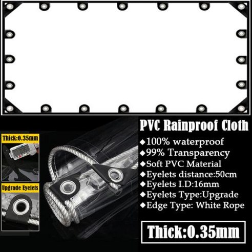 그늘막 타프 두꺼운 야외 투명 PVC 방수포 정원 Pergola 커튼 발코니 창문 커버 0.35mm, 38) 0.35mmUpgrade Eyelet - 0.4