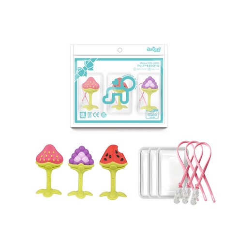앙쥬 3D 과일 치발기, 3D수박+3D포도+3D딸기, 1개