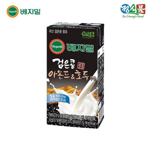 베지밀 베지밀 검은콩과 아몬드호두 두유 190mlx16팩, 190ml, 16개