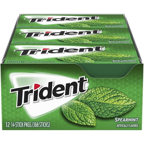 트라이던트 무설탕 자일리톨 껌, 스피어민트 (Spearmint), 168개입, 1.9g