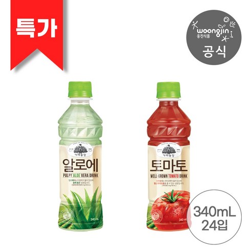 웅진식품 []가야농장 주스 340ml (토마토 알로에 ), 24개