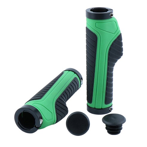 MTB BMX 사이클링 라이딩을 위해 설계된 자전거 그립 컴포트 고무 핸들바 그립, 녹색, 132mm