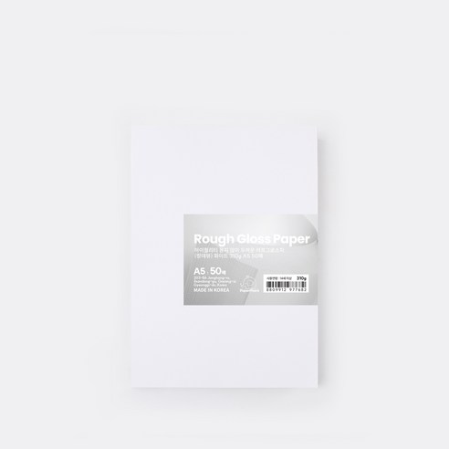 PaperPhant 하이퀄리티 용지 많이 두꺼운 러프그로스지(Rough Gloss paper)(랑데뷰), 화이트 310g A5 50매