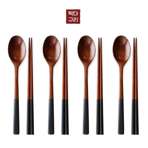 딱다구리 나무수저 연화수 파스텔 옻칠수저세트, 1개, 수저4인세트, 딥블루