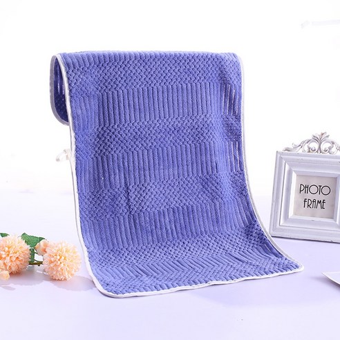 ZZJJC 코랄 타월 극세사 타월 드라이물수건, 75*35cm 【카드지], 길상격 짙은 남색.