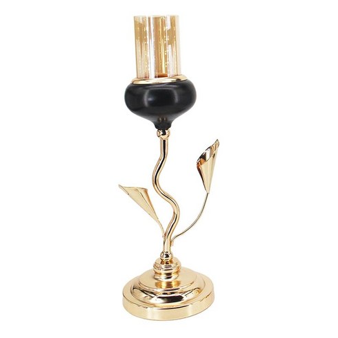 촛불 식탁을 위한 금속 촛대 장식 유럽 장미 모양, 골드 블랙