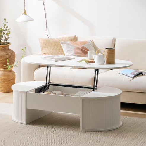 공간에 감성을 더하다: 보루네오 헤일로 케리 템바보드 리프트업 거실 소파 테이블 높이조절거실테이블