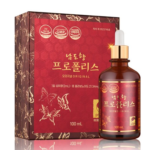 남도향프로폴리스 100mll 오리지널 원액 수용성특허기술적용 성분대폭강화, 1개, 100ml 프로폴리스 효능