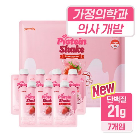 얌비티 얌프로틴 한끼 식사대용 저당 단백질 쉐이크 딸기맛 7개입, 1개, 7회분
