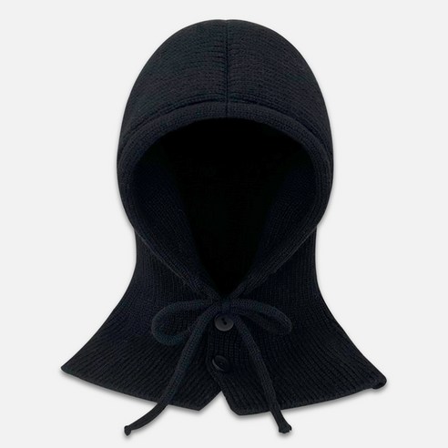 미드디엔 남녀공용 니트 단추 바라클라바, 블랙