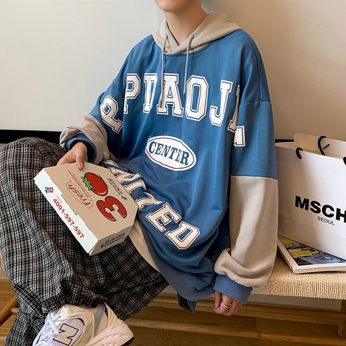 YY 가을 남성 힙합 후드 스웨터 코트 느슨한 대형 인쇄 긴 소매 티셔츠는 패션 브랜드 커플 의류