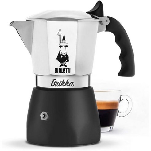 Bialetti 뉴 브리카 모카 포트 에스프레소 4컵 5.7온스 알루미늄 블랙 쿡탑 커피 메이커, 4-Cup_Moka Pot, Moka Pot, 4개