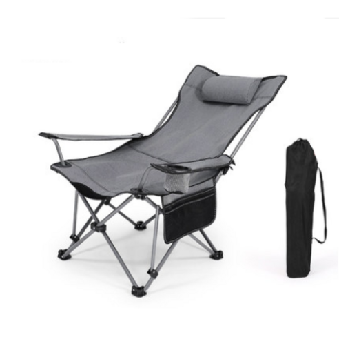 EPWEI 롱릴렉스 캠핑 체어 1인용 리클라이너 접이식 침대의자 초경량 휴대용 의자, 그레이 솔리드 천, 1개