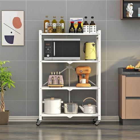 크크라이프 원터치 이동식 접이식 폴딩 철재 다용도 선반, 5단, 화이트
