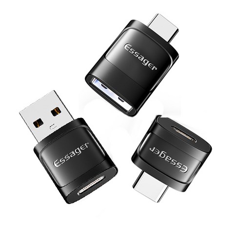 Essager 에싸게 USB3.0 C타입-A타입 변환 OTG 젠더, 3개, 블랙, 3개×USB3.0-C×Micro-CUSB3.0-C 소형