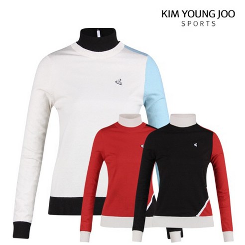 김영주스포츠 럭스골프 여성용 배색 방풍 풀오버 니트 LB1W801W