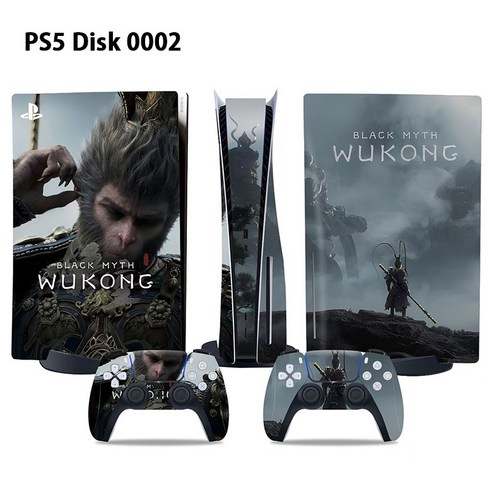 PS5 / PS5 Slim 검은신화 오공 스티커 콘솔 + 컨트롤러 스티커, 3세트, PS5 Disk 0002