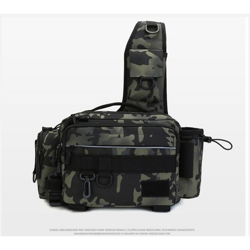 [XIG] 다기능 낚시 태클 가방 단일 어깨 Crossbody 가방 허리 팩 물고기 기어 유틸리티 스토리지 낚시 가방 X232g, 하나, 다크 나이트 카모