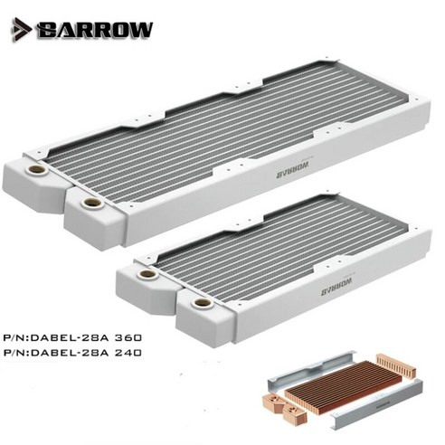 Barrow 라디에이터 Dabel 28a 240 / 360 구리 G1/4 스레드 흰색 240MM 360MM 컴퓨터 라디에이터 수냉|Fans & Cooling|, 1개, 단일 수냉라디에이터 Best Top5