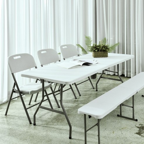 다용도 행사 야외용 브로몰딩 접이식 테이블 2000, 화이트 아이보리
