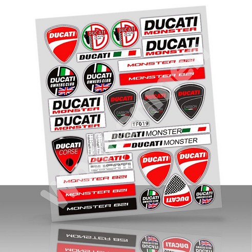 두가티 Ducati 오토바이 데칼 반사 로고 엠블럼 토탈 스티커, 1개