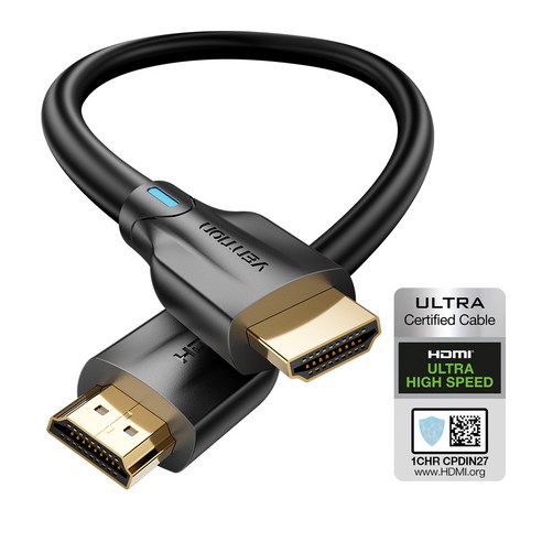 벤션 울트라 하이스피드 8K HDMI 2.1 인증 케이블, 1개, 2m, AANB(블랙)