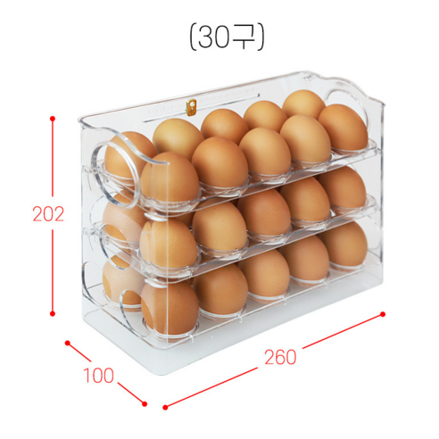 달팽이리빙 퀴진드마망 자동 오픈 계란 한판 보관함 3단 30구, 1개