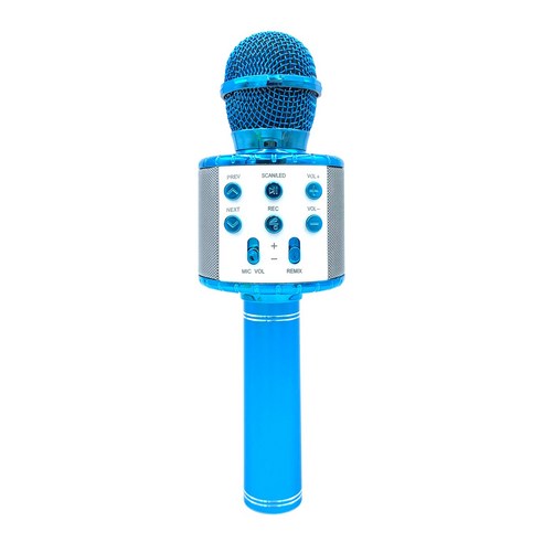 Decdeal 가라오케 블루투스 마이크 녹음 노래 LED 빛 휴대용 무선 WS858L, 블루