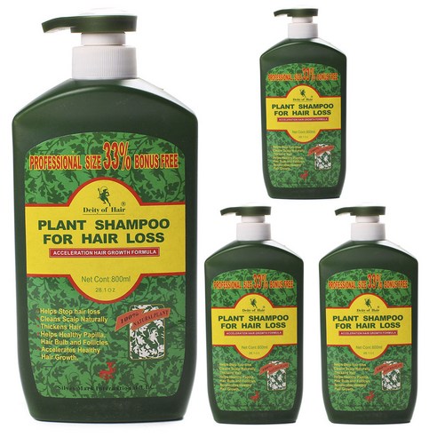 데어티 플랜트 샴푸 포 헤어 손실, 4개, 800ml