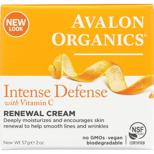 Avalon Organics 인텐스 디펜스 with 비타민 C 리뉴얼 크림, 57g, 1개