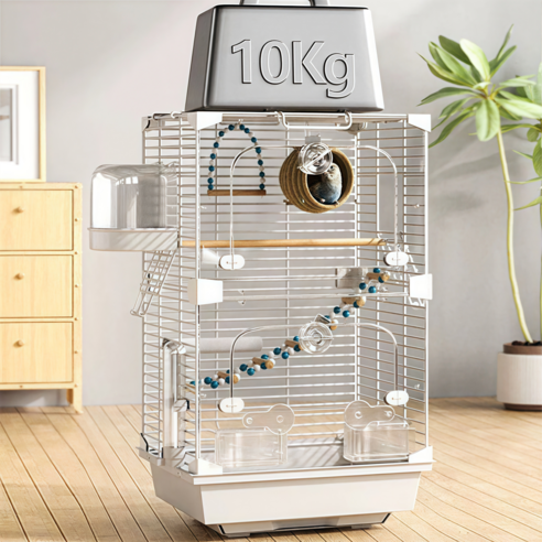 앵무새에게 자유를 선물하는 투명 2단 새장 풀세트