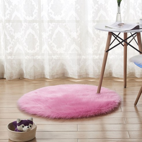 현대 심플한 카펫 바닥 깔개 원형 벨벳 소파 깔개 방석 침실 가득 깔다 거실 가정용 창문 깔개, 진분홍색