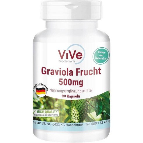 독일 ViVe Supplements Graviola 그라비올라 500 mg 90캡슐, 1개, 90정 gravitation