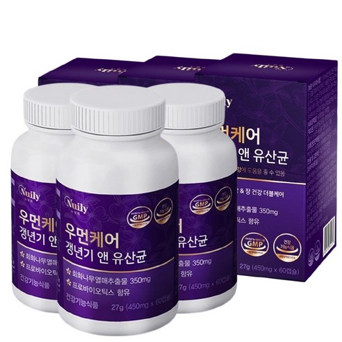 갱년기여성 2중기능성 건강관리 우먼케어 갱년기앤유산균 60캡슐 6통 1년 석류 식이섬유 해조칼슘 프리미엄부원료 spt영양제