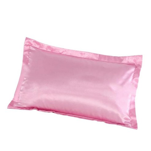 단색 럭셔리 침구 베개 커버 베개 케이스 봉투 마감 실키 소프트 및 주름 없음, 핑크, 설명