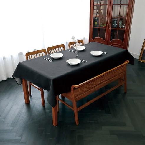 케이홈 폴리 방수 테이블보 식탁보 행사용 식탁 테이블, 다크그레이, 140x220cm